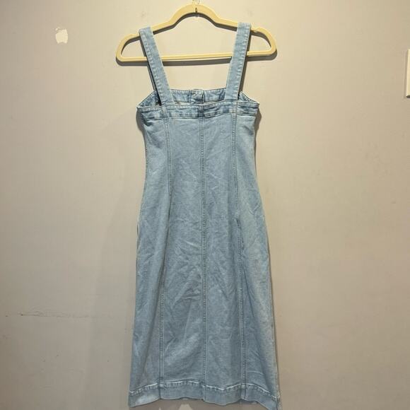 Club Monaco Denim Button Down Fitted Silhouette Vest Dress Pockets Stretch Sz 0 - Picture 3 of 15